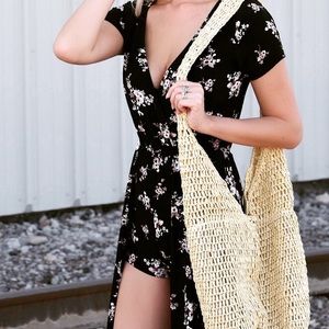 Black and pink floral Romper